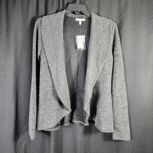 maurices Women Gray Textured Open Front Cardigan Sweater Shawl Collar Small
